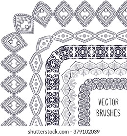 Brush collection. Ethnic decorative elements. Hand drawn background. Islam, Arabic, Indian, ottoman motifs.
