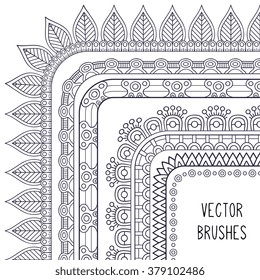 Brush collection. Ethnic decorative elements. Hand drawn background. Islam, Arabic, Indian, ottoman motifs.