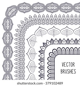 Brush collection. Ethnic decorative elements. Hand drawn background. Islam, Arabic, Indian, ottoman motifs.