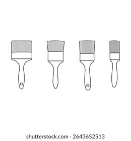 brush collection for wall paint outline illustration 