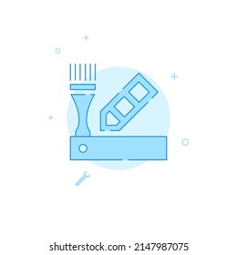 Brush, color fan vector icon. Flat illustration. Filled line style. Blue monochrome design. Editable stroke. Adjust line weight.