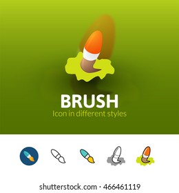 Brush color icon, vector symbol in flat, outline and isometric style isolated on blur background