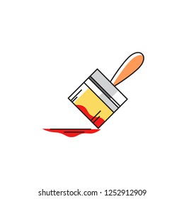 brush color line icon. Editable Stroke. simple design. paint art symbol