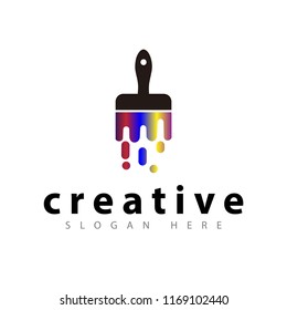 Brush color logo icon vector template
