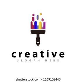 Brush color logo icon vector template