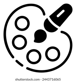 Brush and Color Palette Simple Line Icon Logo Symbol