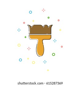 Brush color thin line icon on white background. Linear symbols.