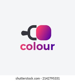Diseño del logotipo del icono del degradado de color del pincel. Logo de diseño de pincel, hogar creativo y pincel