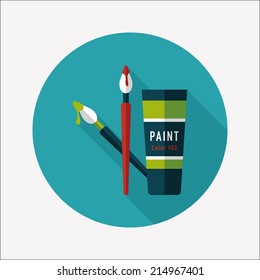 brush and color tube flat icon with long shadow,eps10