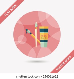 brush and color tube flat icon with long shadow,eps10