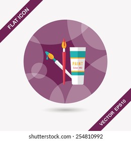 brush and color tube flat icon with long shadow,eps10