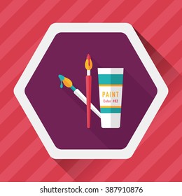 brush and color tube flat icon with long shadow,eps10