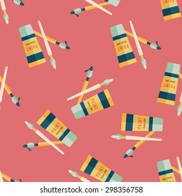 brush and color tube flat icon,eps10 seamless pattern background