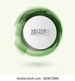 Brush color watercolor round stroke on pastel colour background. Vector illustration of grunge circle stains
