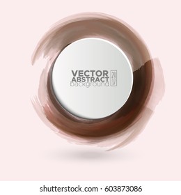 Brush color watercolor round stroke on pastel colour background. Vector illustration of grunge circle stains