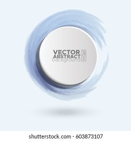 Brush color watercolor round stroke on pastel colour background. Vector illustration of grunge circle stains