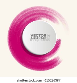 Brush color watercolor round stroke on pastel colour background. Vector illustration of grunge circle stains