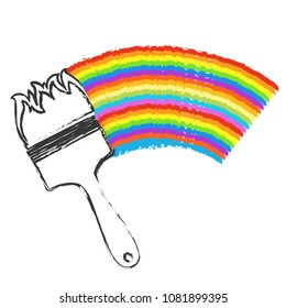 Brush with colored paint 