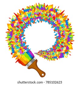 Brush and colored paint abstract symbol