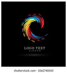 Brush Colorful Circle Logo. Symbol & Icon Vector Template