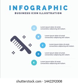 Brush, Comb, Cosmetic, Clean Solid Icon Infographics 5 Steps Presentation Background