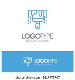 Brush, Construction, Paint Blue outLine Logo with place for tagline