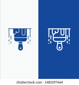 Brush, Construction, Paint Line and Glyph Solid icon Blue banner Line and Glyph Solid icon Blue banner