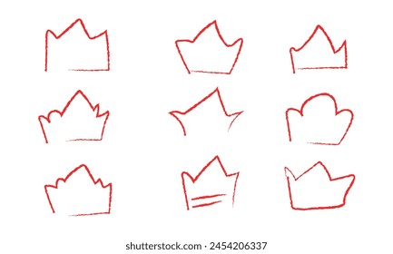 brush crown doodle line vector illustration, line art crown vector