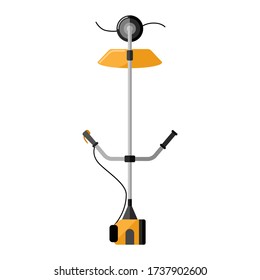 Brush cutter in flat design on white background. Garden equipment tool. Vector illustration
