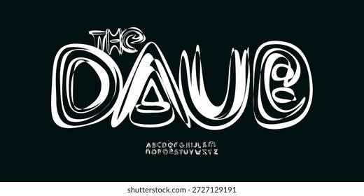 Pincelada Dab Fonte Logotipo Alfabeto Arte Escova Letra Conjunto Tipografia Moderna, Design Tipográfico Criativo para Título Mão Desenho Texto Cartaz Cabeçalho, Letra Logotipo, Fontes de Grafite. face de tipos vetorial
