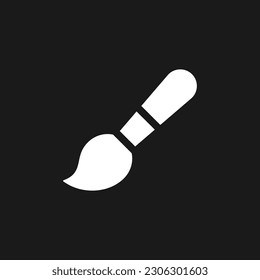 Brush dark mode glyph ui icon. Photo decor. Simple filled line element. User interface design. White silhouette symbol on black space. Solid pictogram for web, mobile. Vector isolated illustration