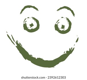 Brush deep green smile icon