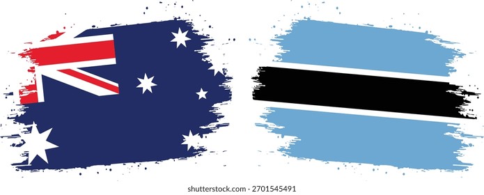 Bandera de diseño de pincel de Australia y Botsuana Vector de bandera circular con fondo transparente 