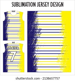 Brush Design. Sublimation Pattern.  Football Jersey. Fabric. Textile Design. Blue. Yellow