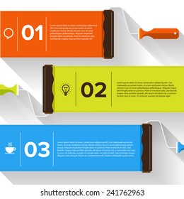 Brush device vector text boxes, modern infographics, icon and marker