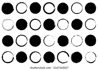 Pinselkreise ziehen. Brush-Textur. Farbpinselfleck. Vektorgrafik. Stockbild.