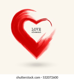 Brush drawing abstract vector heart, isolated on white