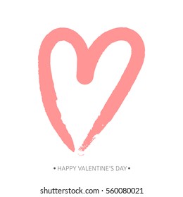 Brush drawing calligraphy heart card. Vector illustration