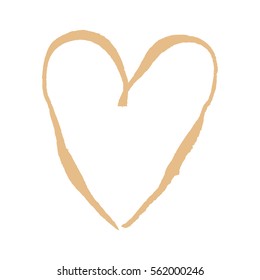 Brush drawing calligraphy heart card. Vector illustration