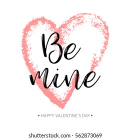 Brush drawing calligraphy heart card. Vector illustration