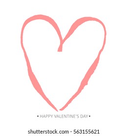 Brush drawing calligraphy heart card. Vector illustration