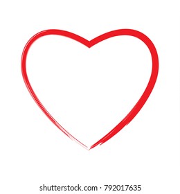 Brush drawing calligraphy heart, isolated on white