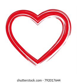 Brush drawing calligraphy heart, isolated on white