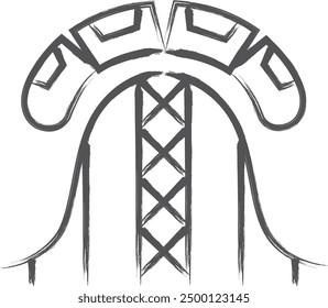 Parque de atracciones dibujado por cepillo mono elemento icono montaña rusa