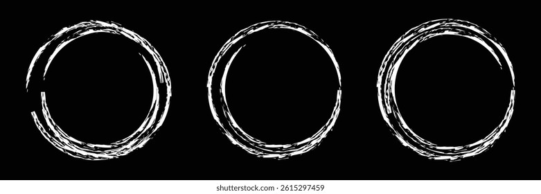 Brush drawn ellipses, ovals and bubbles to circle and highlight text. Hand drawn marker emphasis elements. Doodle style geometric round outline shapes.