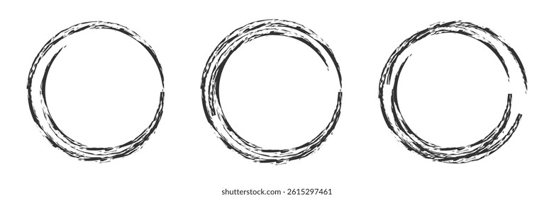 Brush drawn ellipses, ovals and bubbles to circle and highlight text. Hand drawn marker emphasis elements. Doodle style geometric round outline shapes.