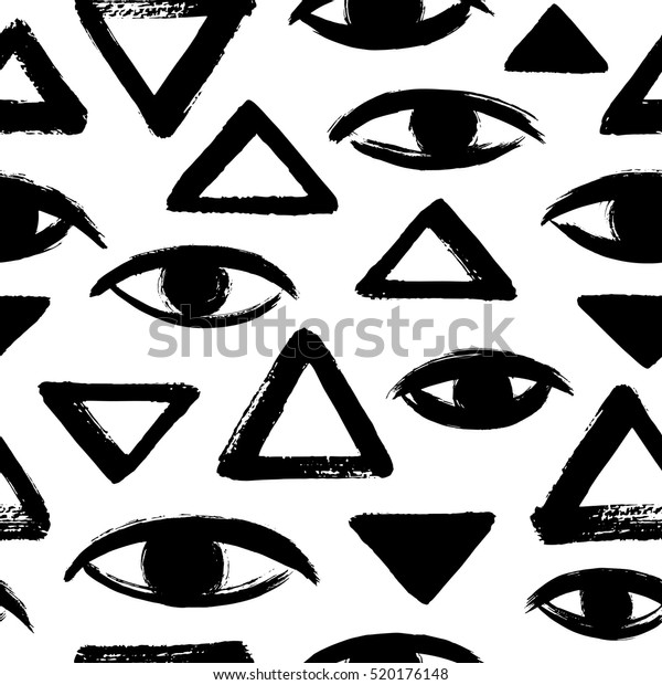 Brush Drawn Eyes Triangles Seamless Vector Stock Vector (Royalty Free