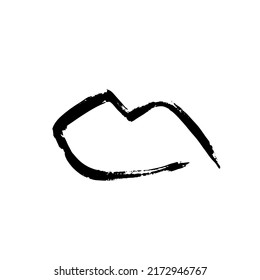 Brush drawn lips. Minimal grunge lip icon, hand drawn mouth symbol, rough stroke brush lips illustration