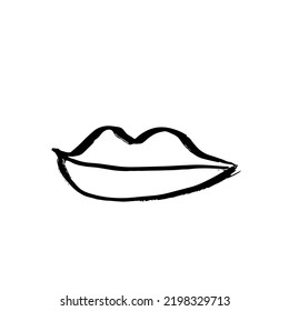 Brush Drawn Lips Minimal Grunge Lip Stock Vector (Royalty Free ...