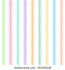 Brush drawn multicolored stripes seamless vector pattern. Uneven colorful bars texture. Abstract colourful streaks of different width background. Striped texture.